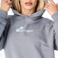 Olimp - Damska krótka bluza z kapturem Olimp szara