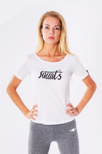TREC WEAR - Biały T-shirt damski TRECGIRL LOVE SQUATS WHITE