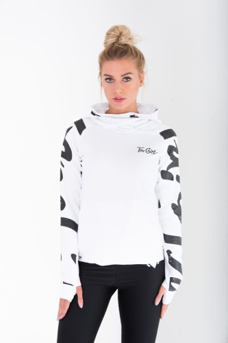 TREC WEAR - Biała bluza damska TRECGIRL HOODIE WHITE-BLACK